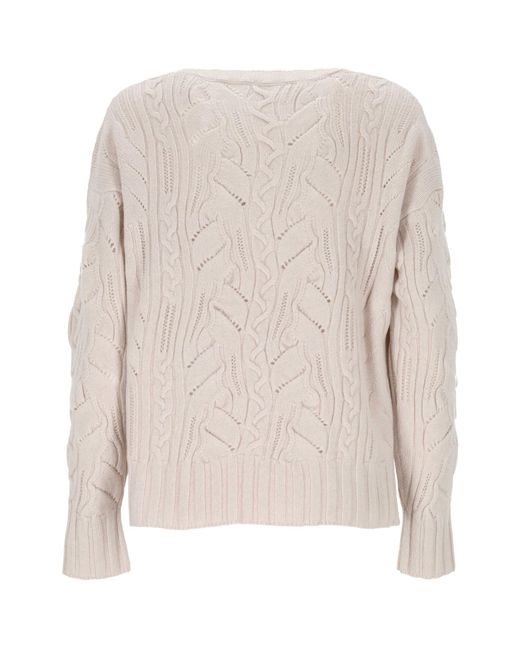 D.exterior Natural Cable Knit Sweater