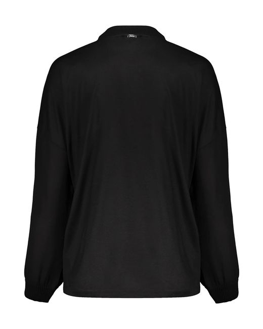 Herno Black Ribbed-Cuff Crewneck Top