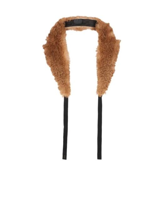Prada White Shearling-Bow Scarf
