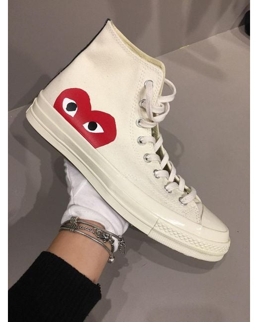 COMME DES GARÇONS PLAY White Popular Converse Canvas Sneakers for men