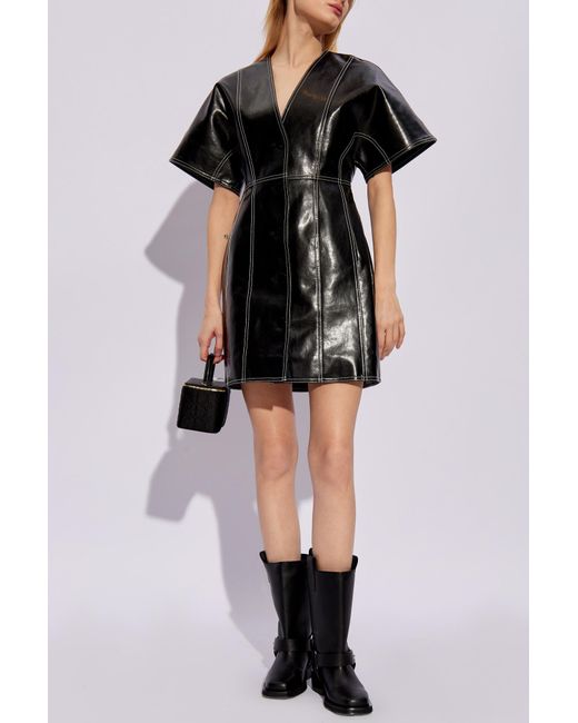Ganni Dress From Faux Leather in Black | Lyst UK