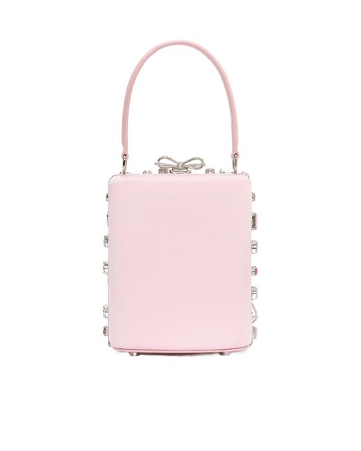 Self-Portrait Pink Embellished Top Handle Clutch Bag