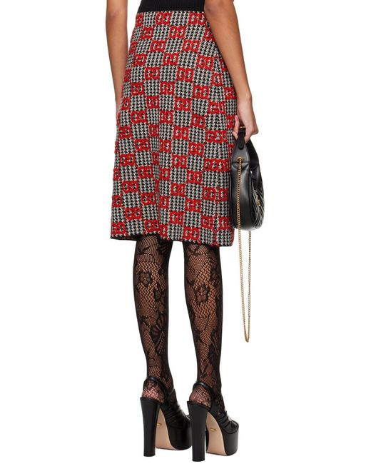 Gucci Red Gg Jacquard A-Line Skirt