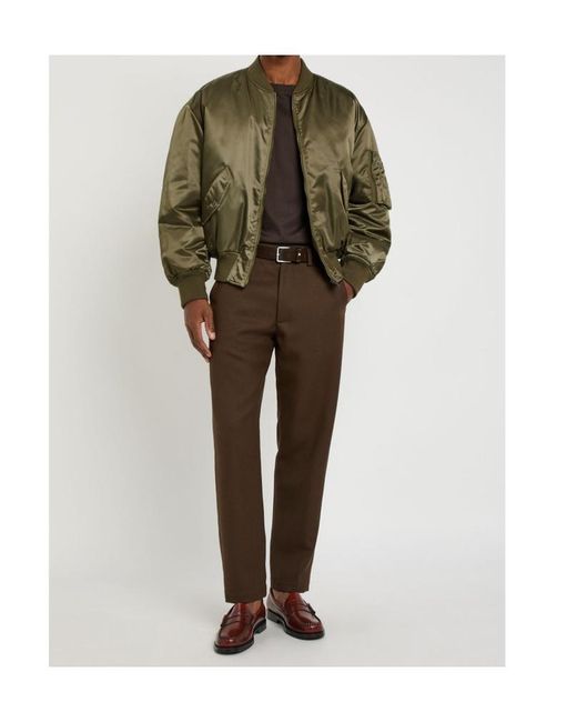 Saint Laurent Green Padded Satin Bomber Jacket for men