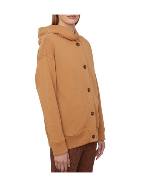 Vince Brown Button-Up Cotton Hoodie
