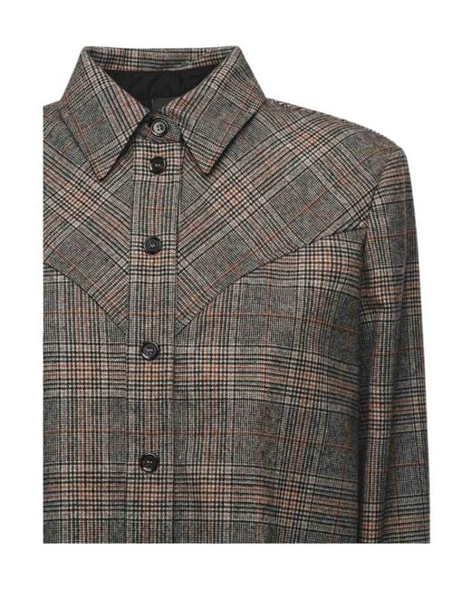 Pinko Gray Long Sleeved Checked Buttoned Shirt