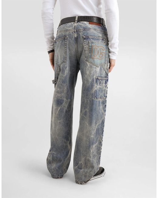 Dolce & Gabbana Gray Denim Trousers for men