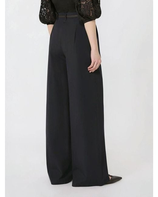 Max Mara Black Studio High-Rise Belted Wide-Leg Pants