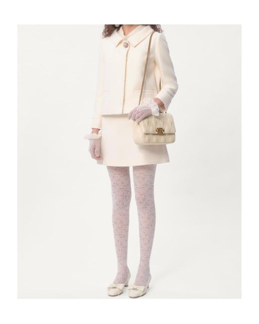 Valentino White Button Embellished A-Line Mini Skirt