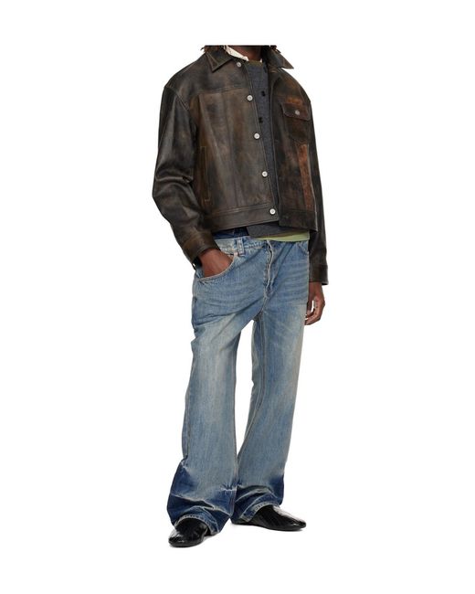 ANDERSSON BELL Black Patchwork Truck Driver Leather Jacket for men