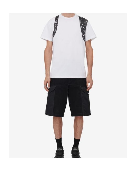 McQueen White Harness-Detailed Crewneck T-Shirt for men