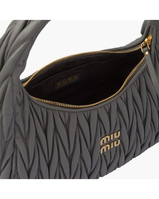 Miu Miu Gray Wander Quilted Shoulder Bag