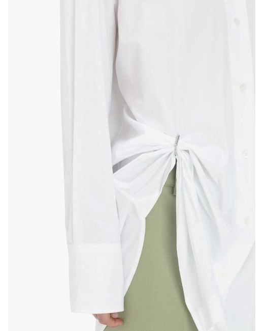J.W. Anderson White Eyelet-Detailing Oversized Cotton Shirt
