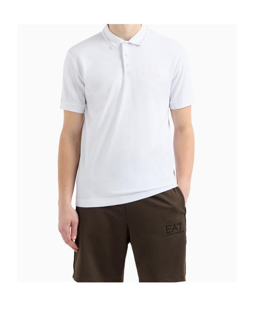 EA7 White Logo Short-Sleeve Polo Shirt for men