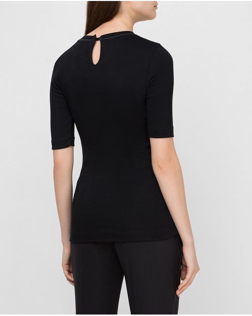 Brunello Cucinelli Black Embellished Short-Sleeved T-Shirt