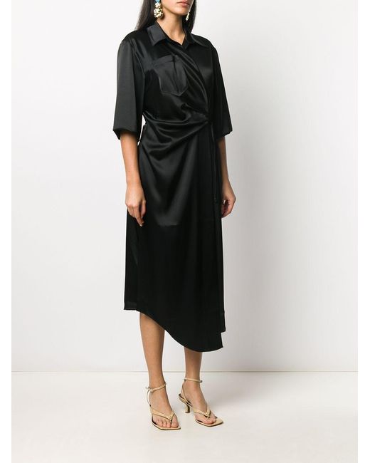 Nanushka Black Asymmetrical Wrapped Dress