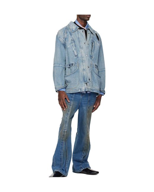 ANDERSSON BELL Blue Jeweled Denim Jacket for men