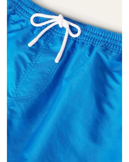 Loro Piana Blue Elastic Waist-Edge Beach Shorts for men