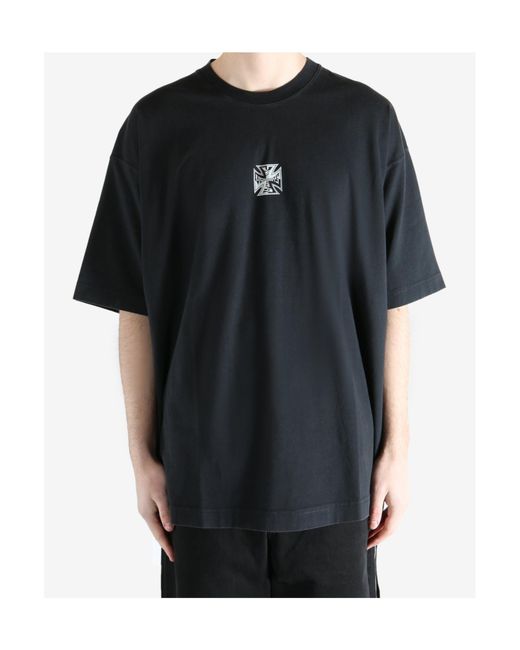 Vetements Black Crew Neck Short-Sleeved T-Shirt for men