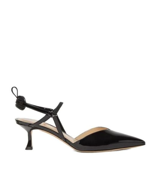 Fendi Black Very Colibri Patent Leather Medium-Heeled Slingbacks