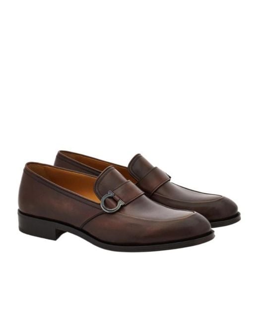 Ferragamo Brown Gancini Ornament Moccasin for men