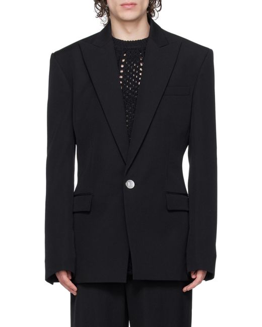 Balmain Black Single Breasted Tailored Blazer for men