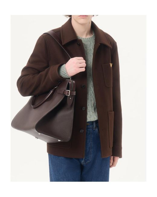 Valentino Brown Vgold Button-Up Jacket for men