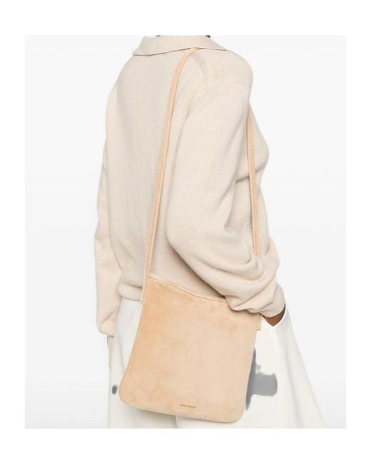 MANU Atelier White Suede Shoulder Bag