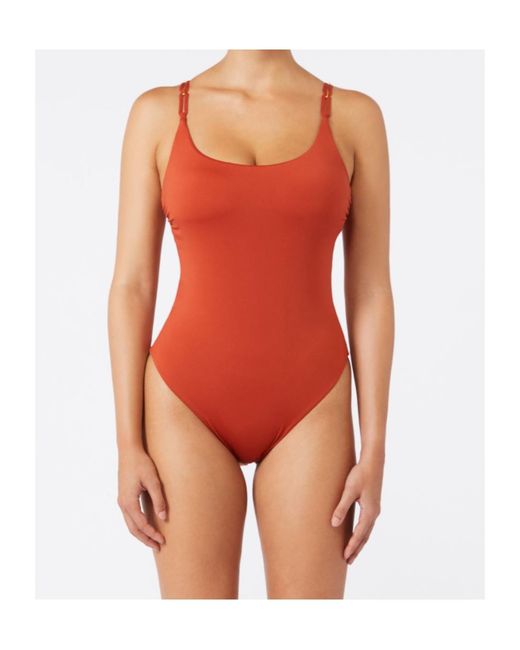 Max Mara Red Jersey Racer-Back Swimsuit