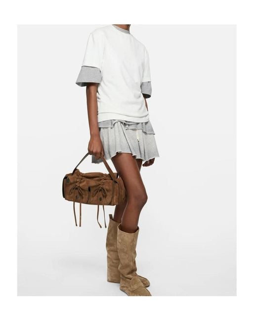 Acne Brown Drawstring-Detail Leather Shoulder Bag