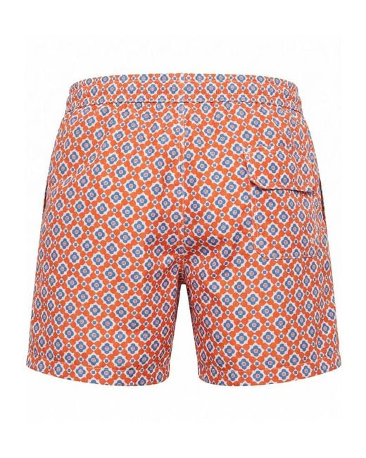 Fedeli Red Drawstring Swim Trunks for men
