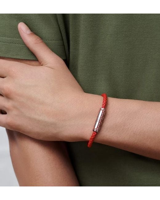 Dior White Cannage Woven Leather Bracelet for men