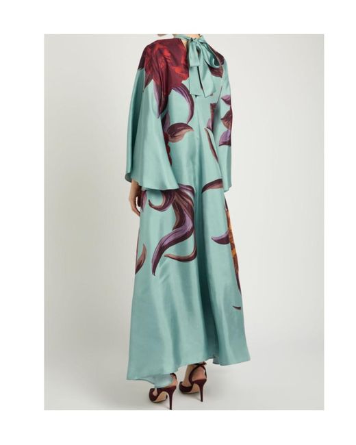 LaDoubleJ White Magnifico Floral-Print Silk Maxi Dress
