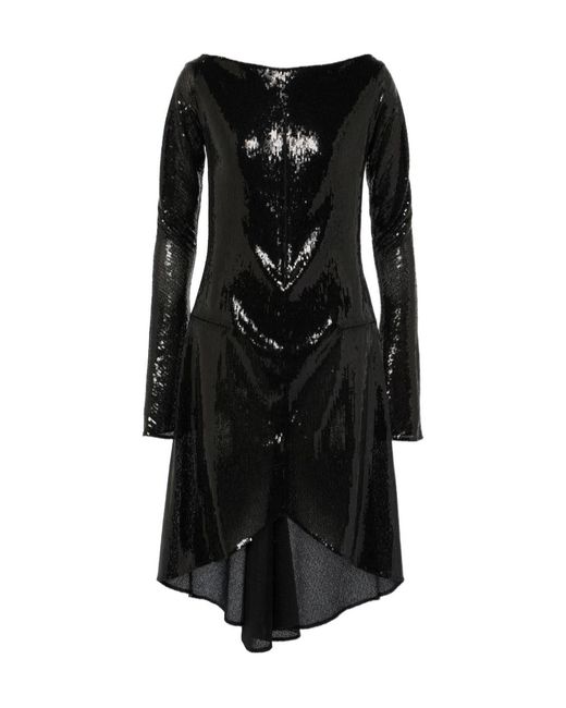 Courreges Black Ellipse Sequined Cutout Midi Dress