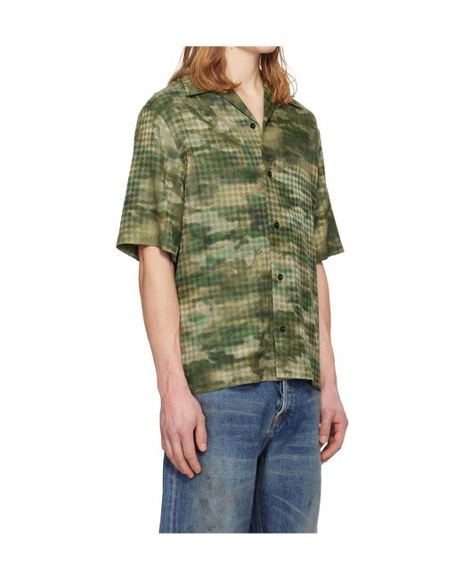 Amiri Green Ma Quad Camo Camp Short-Sleeve Shirt for men