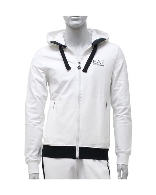 Emporio Armani Gray Logo Hooded Zipper Sweater for men