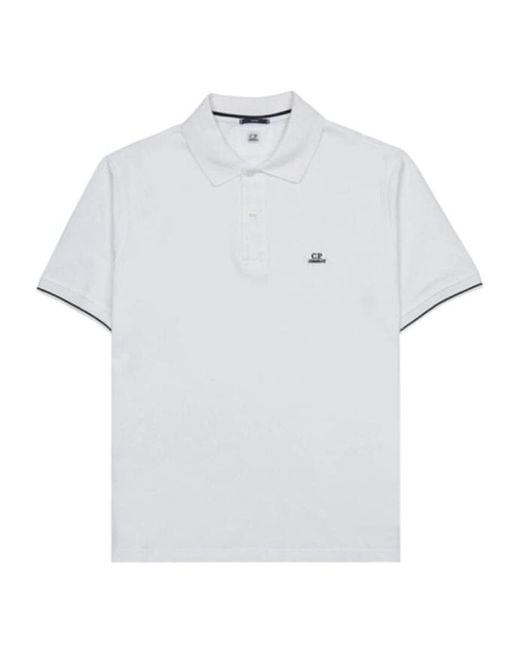 C P Company White Logo-Patch Polo Shirt for men