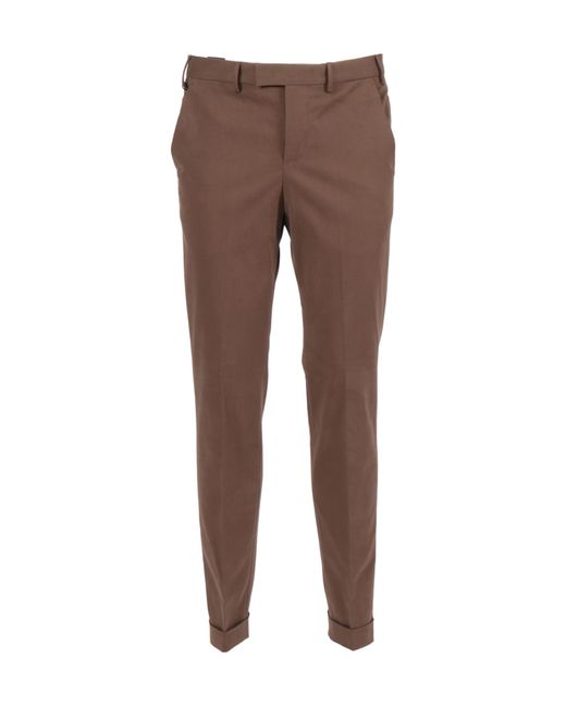 PT01 Brown Pt Torino Flat Front Pants for men