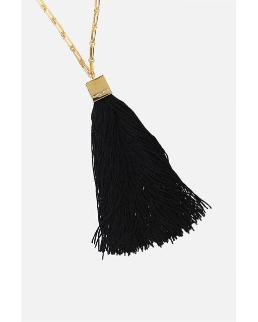 Saint Laurent White Tassel-Trim Chain-Link Necklace