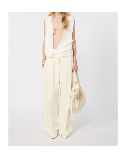Sportmax White Calle Draped Sleeveless Top