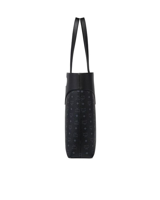 MCM Black Logo Printed Shopper Bag for men