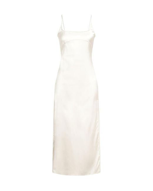 Jacquemus White Minimalist Solid-Color Slip Dress