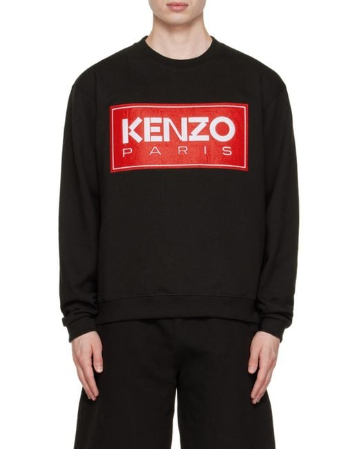 KENZO Red Logo Patch Ribbed Crewneck Sweatshirt for men