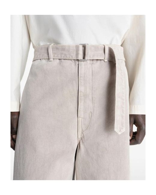 Lemaire White Denim Shorts With Belt Loops for men