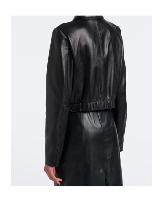 Vince Black Cropped Leather Jacket
