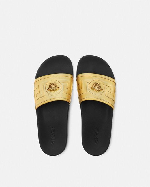 Versace Multicolor Logo Plaque Open-Toe Slippers for men