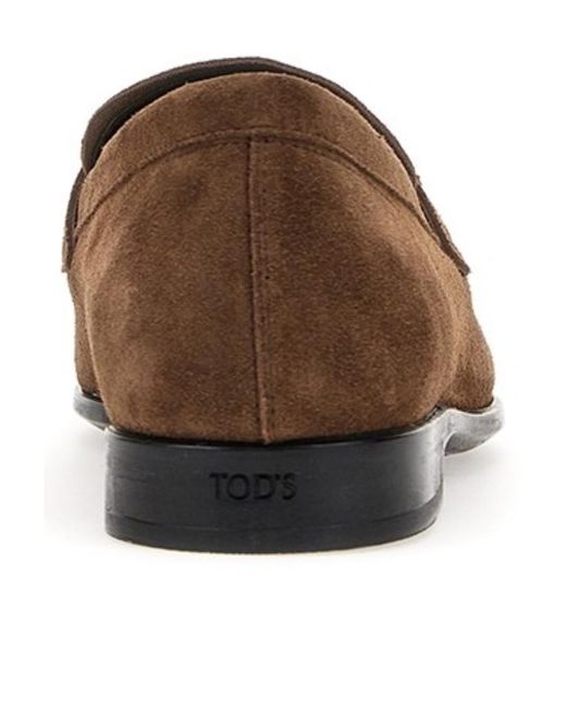 Tod's Brown Penny-Straps Suede Loafers for men