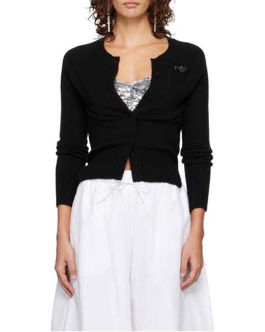 Simone Rocha Black Long-Sleeved Knitted Cardigan