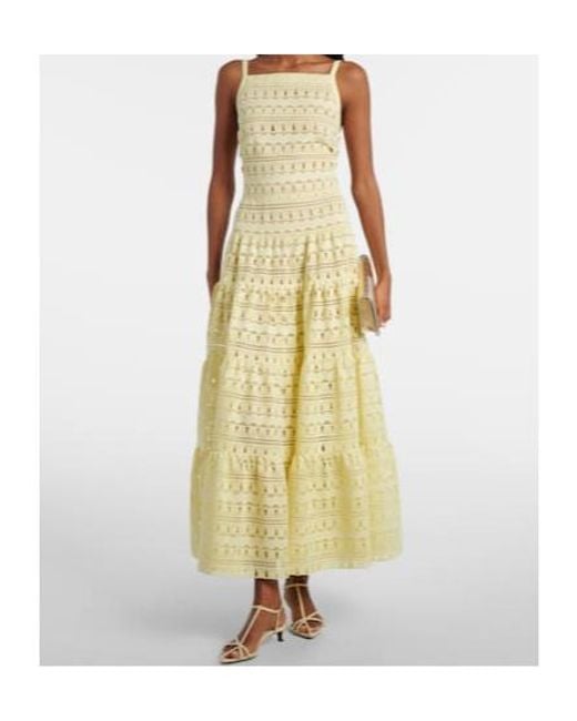 Elie Saab Yellow Macramé Midi Dress