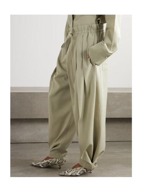 Jil Sander White Pleated Wool-Twill Wide-Leg Pants